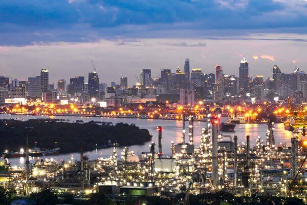 Industrial landscape in the evening